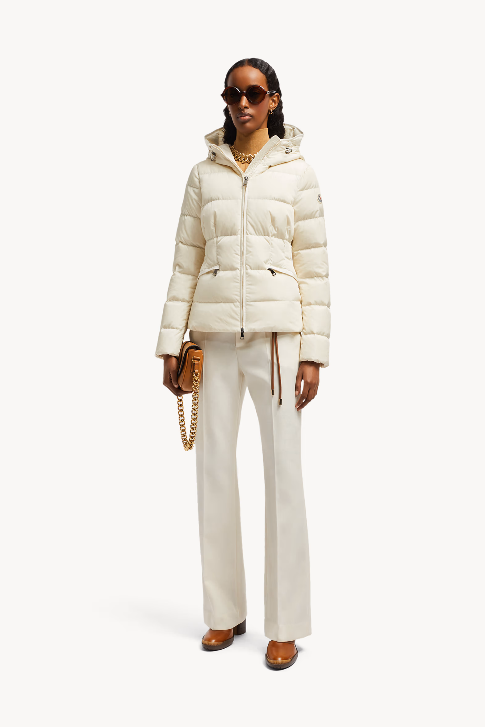 Avoce Hooded Short Down Jacket Women White Ivory Moncler 0